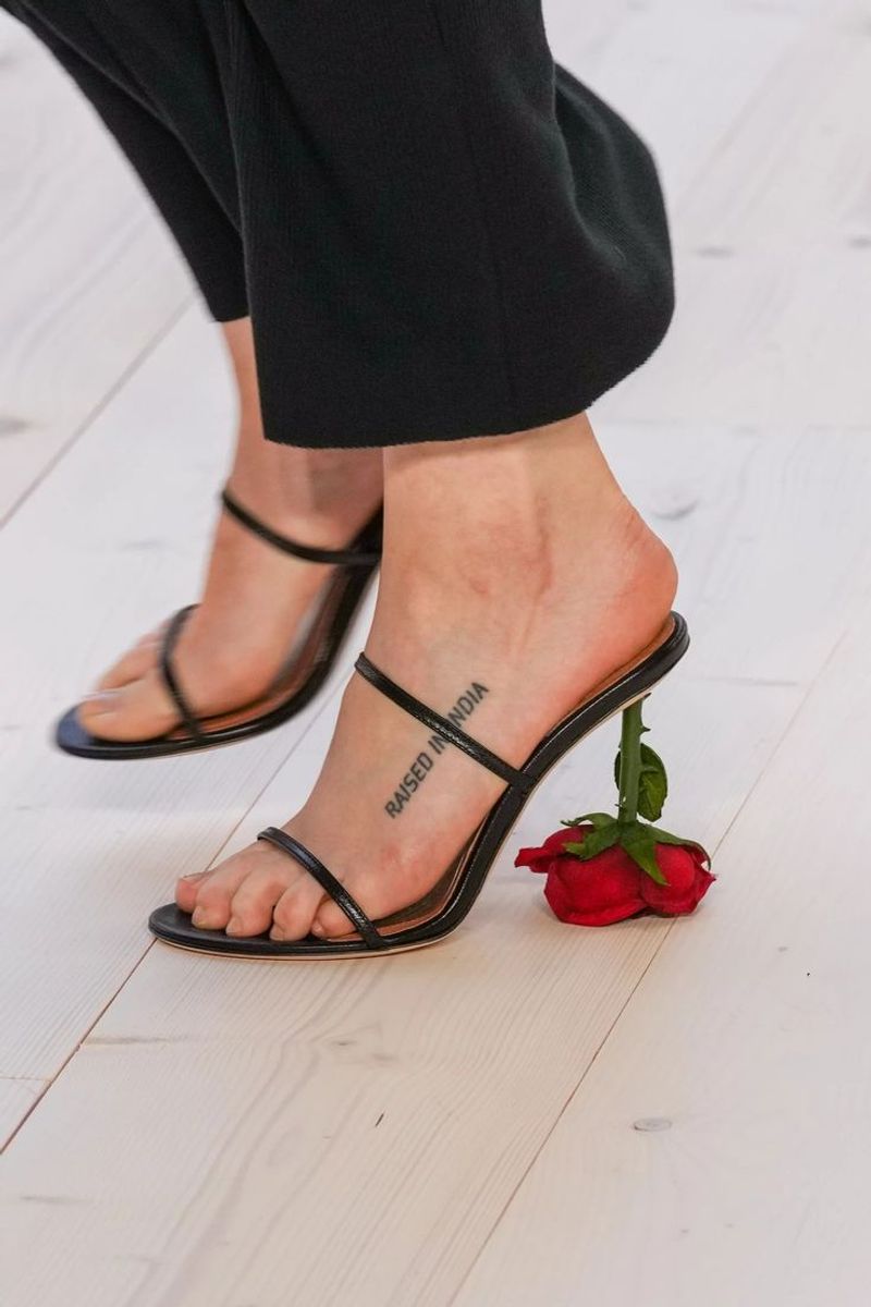 Loewe Flower Heel Leather Sandals