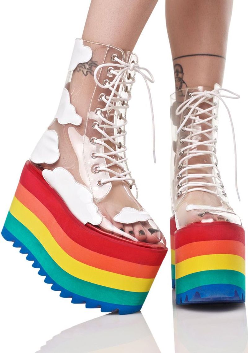 Chunky Glitter Platforms With Rainbow Soles