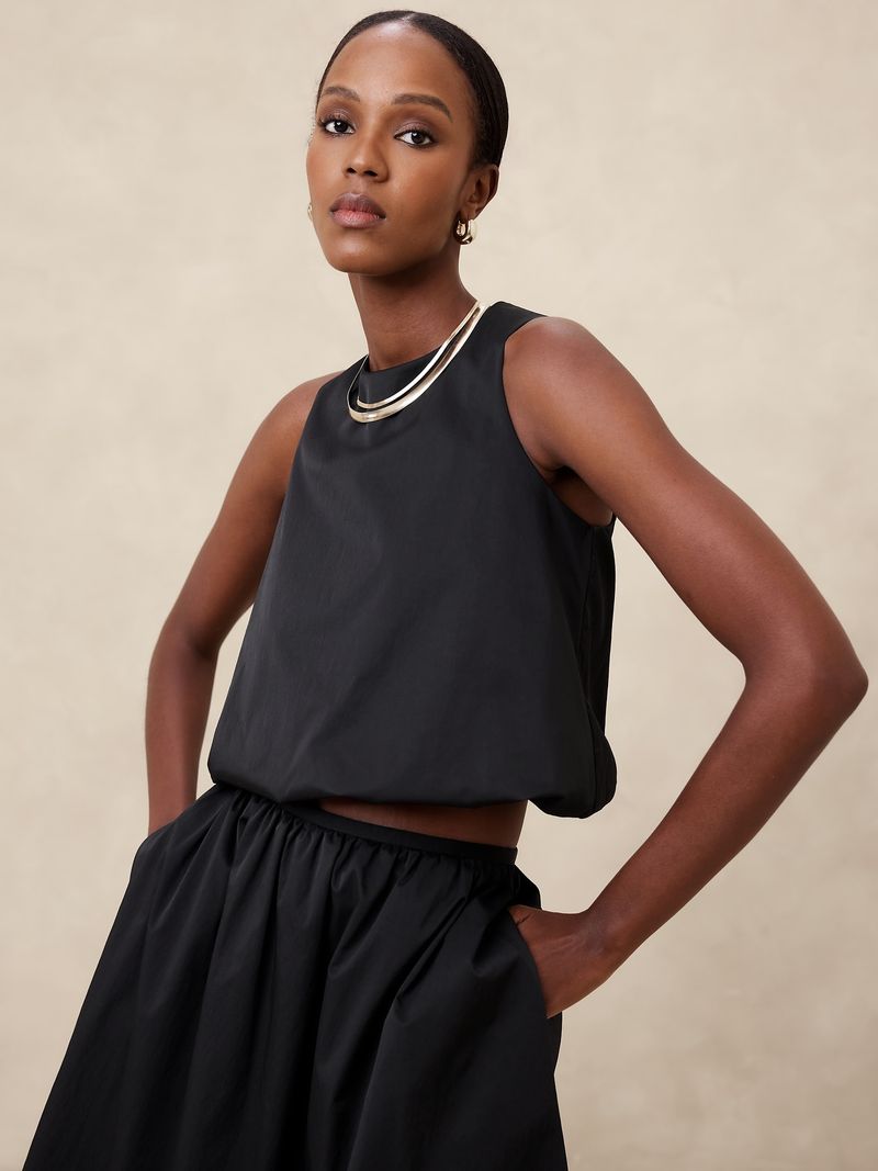 Cotton Bubble-Hem Top