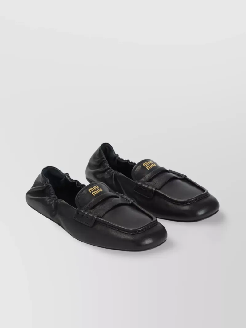 Miu Miu Elastic-Back Leather Loafers