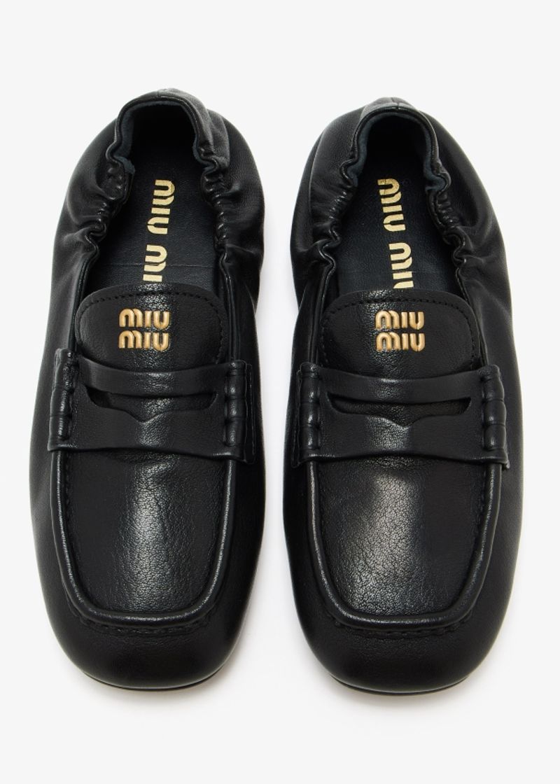 Miu Miu Elastic-Back Leather Loafers