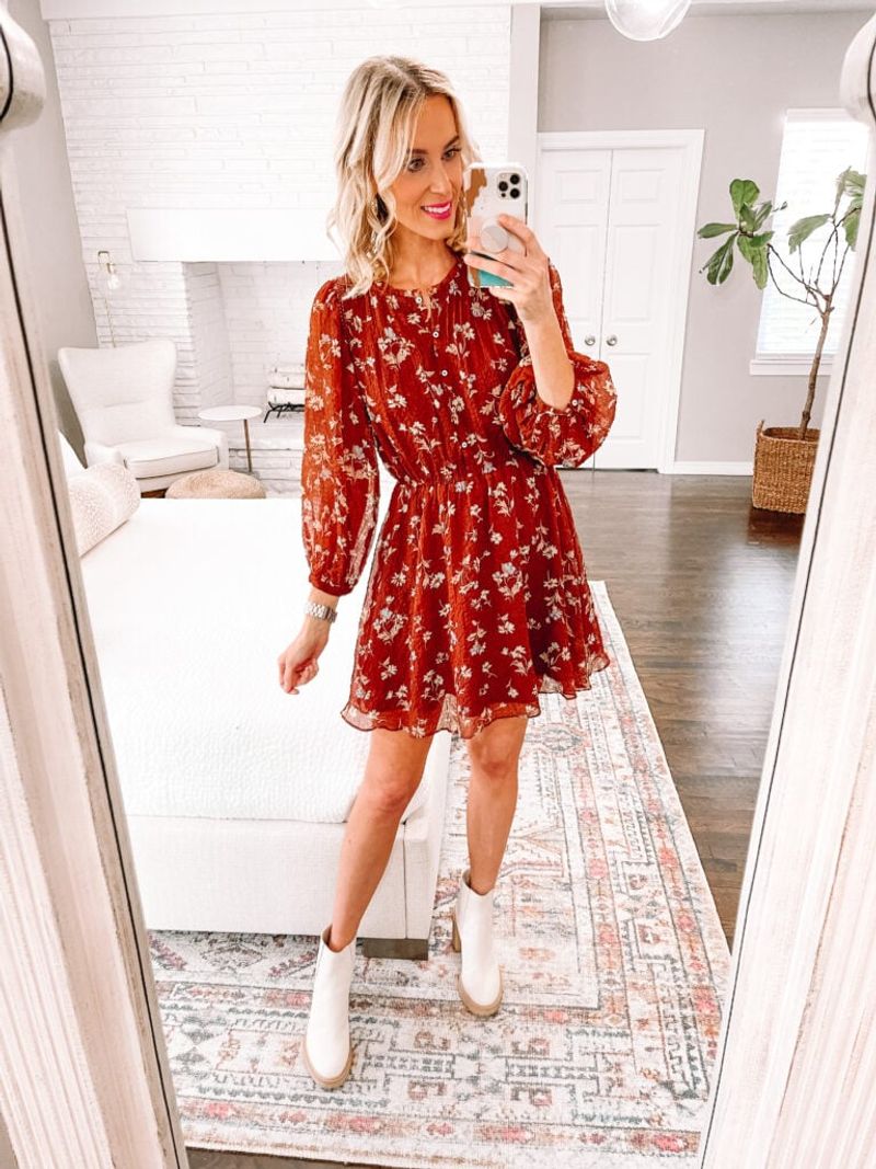 Chunky Lug-Sole Boots With a Light Summer Dress