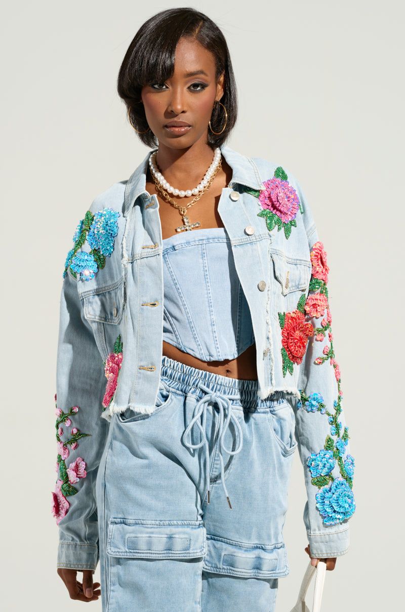 Boxy Denim Jackets With Embellishments