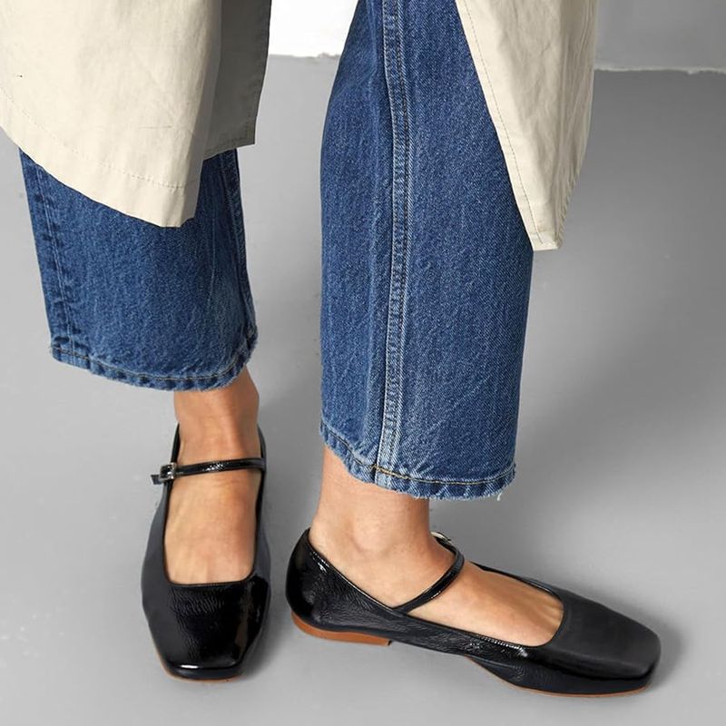 Square-Toe Ballet Flats with Subtle Details