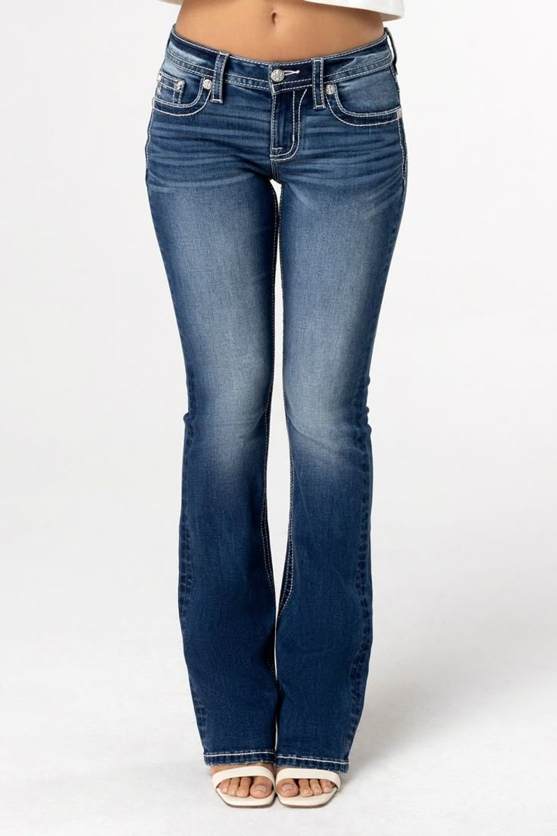 Low-Rise Bootcut Jeans + Delicate Stiletto Heels