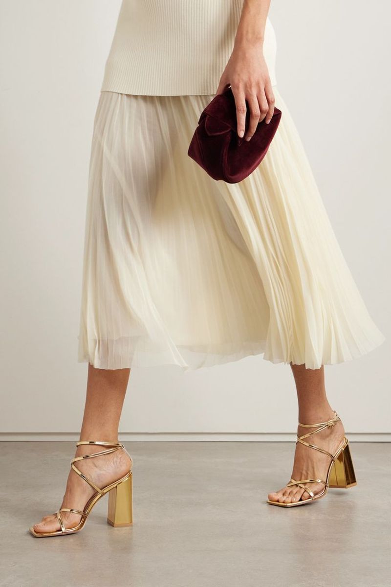Block-Heeled Sandals + Statement Clutch