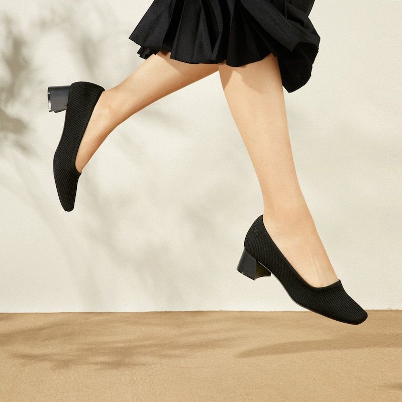 Vivaia Square-Toe Chunky Heels