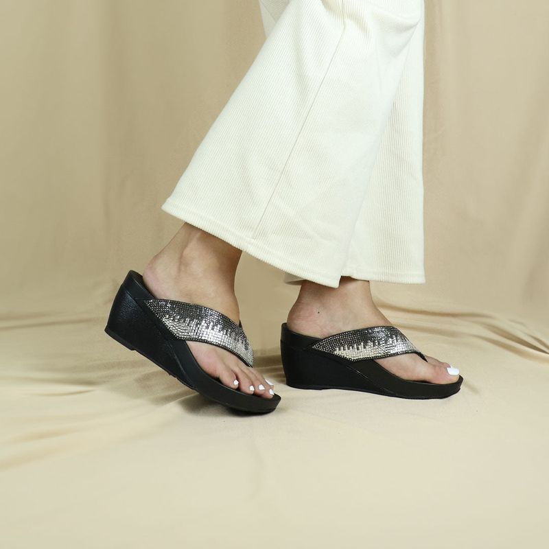 Wedge Flip-Flops With Rhinestones