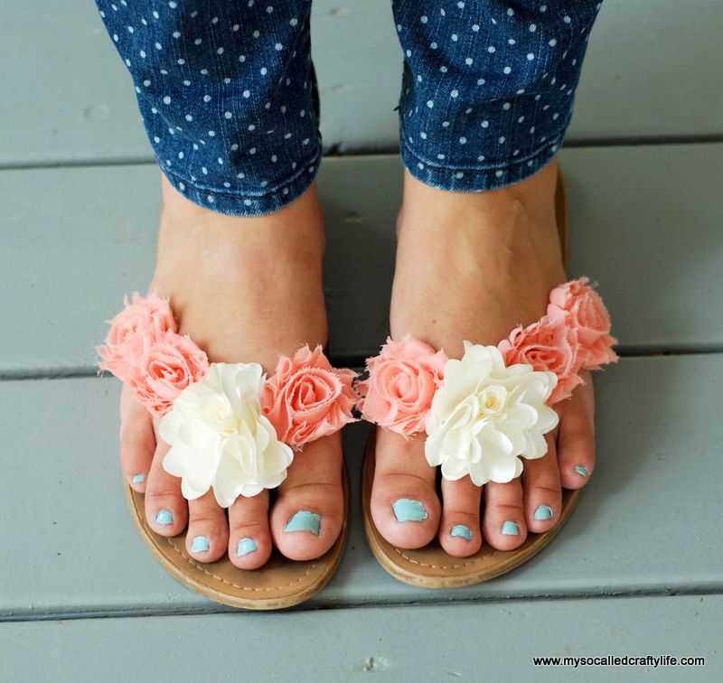 Flip-Flops with Fabric Flowers