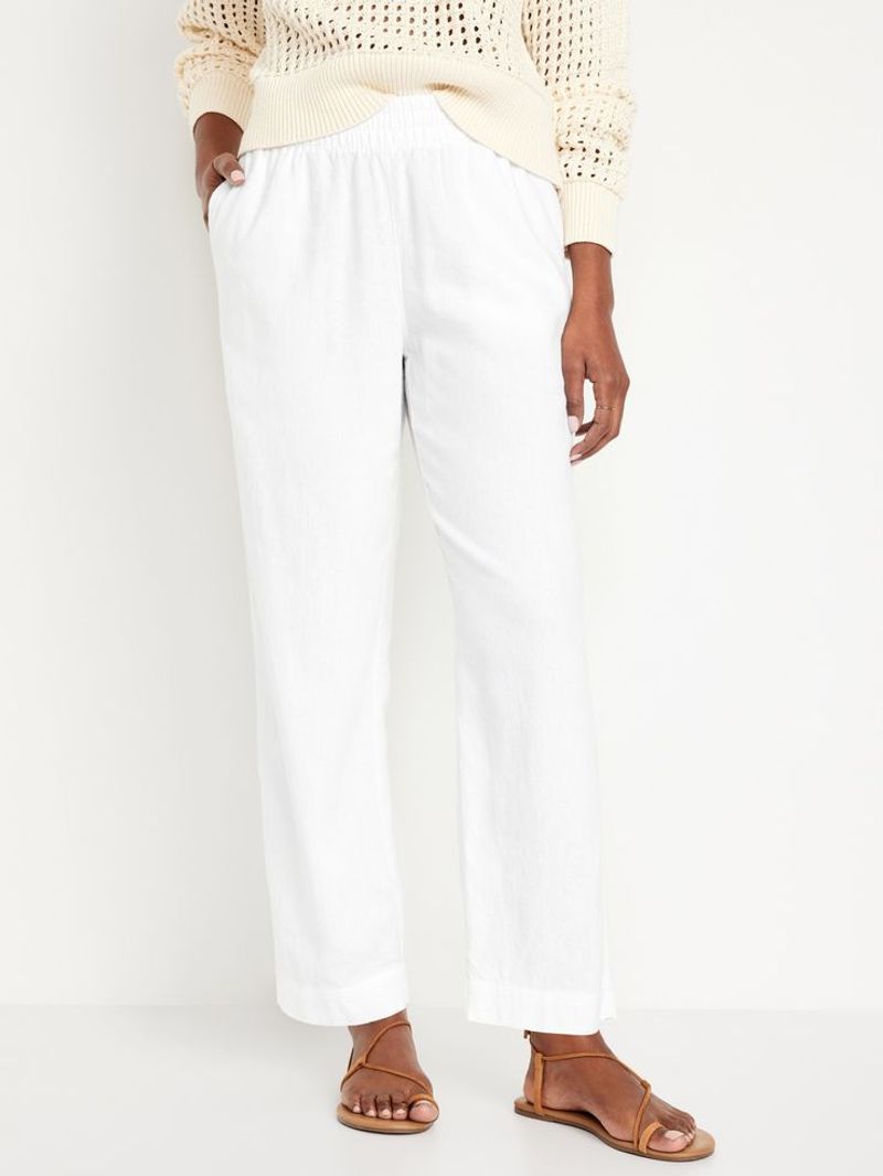 Old Navy High-Waisted Linen-Blend Straight Pants