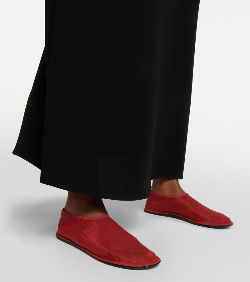 The Row Sock Leather-Trimmed Mesh Flats
