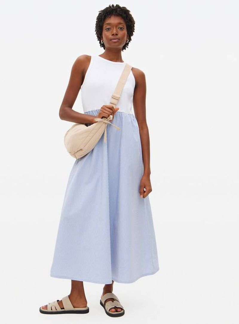 Sainsbury's Tu Clothing Blue Striped Poplin Combined Dress