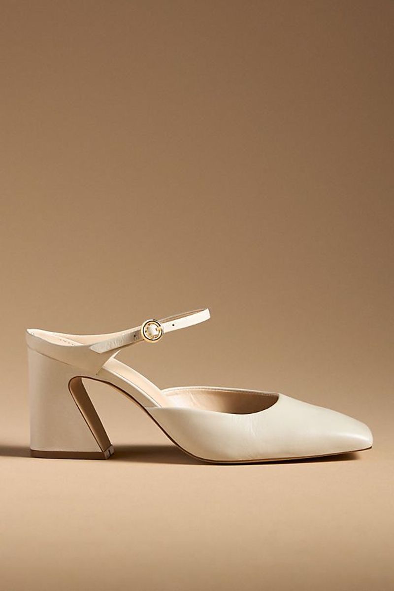 Square-Toe Mules with Sculptural Heels