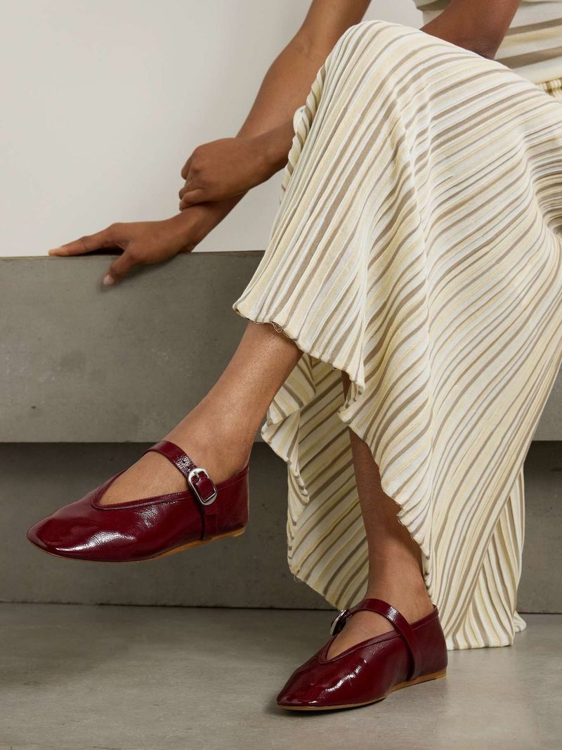 V-Cut Leather Flats
