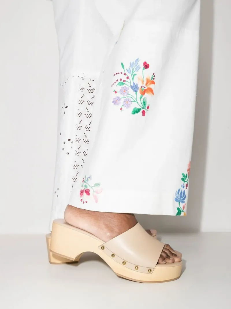 Aeyde Studded Leather Platform Clogs