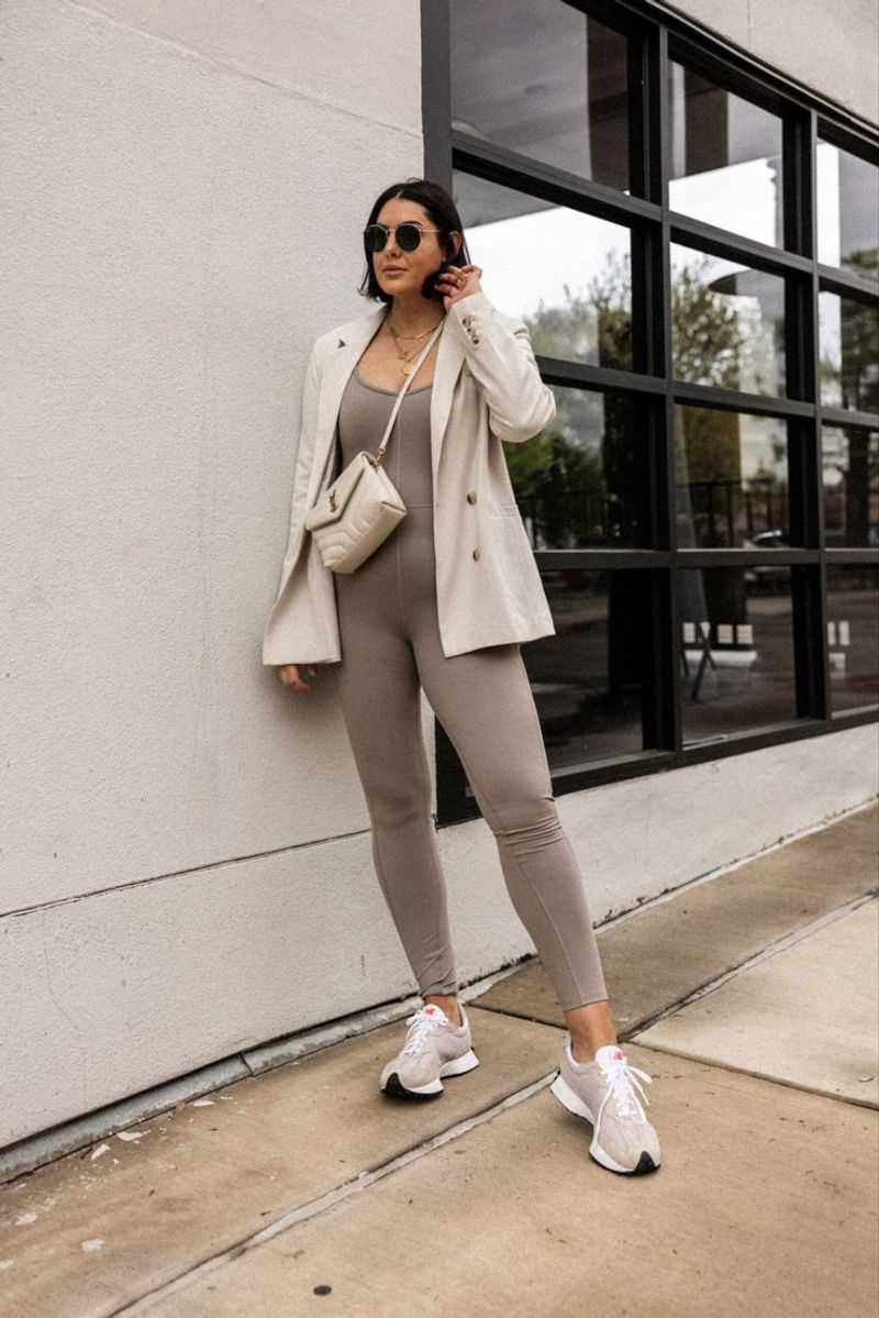 Matching Activewear Set + Crossbody Bag + Sporty Sneakers