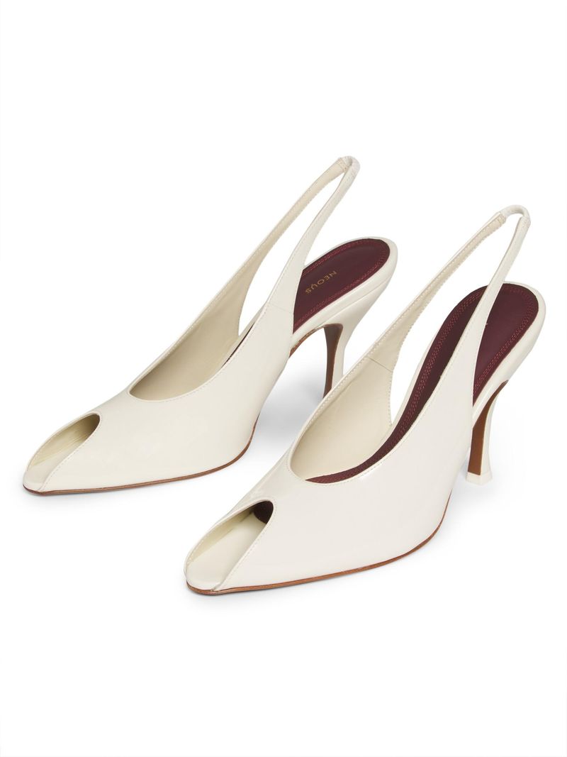 Neous Hamal 85mm Patent Leather Peep-Toe Slingback Pumps