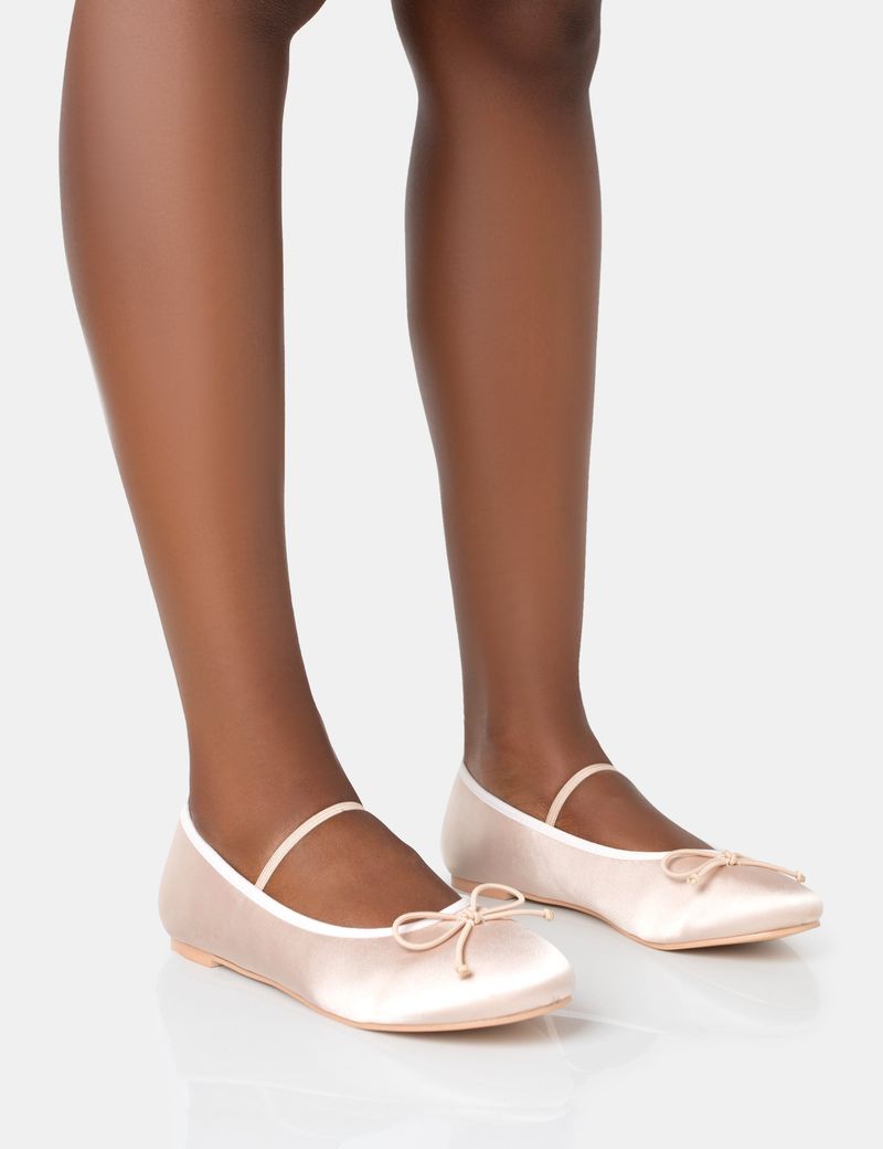 Sculptural Ballet Flats in Satin