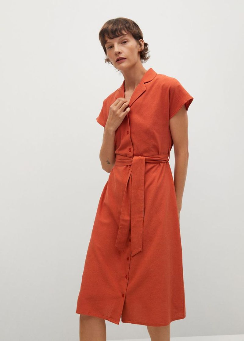 Mango Belted Cotton Dress