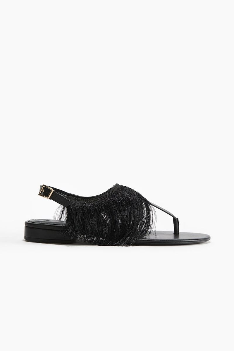 Fringe-Trimmed Sandals