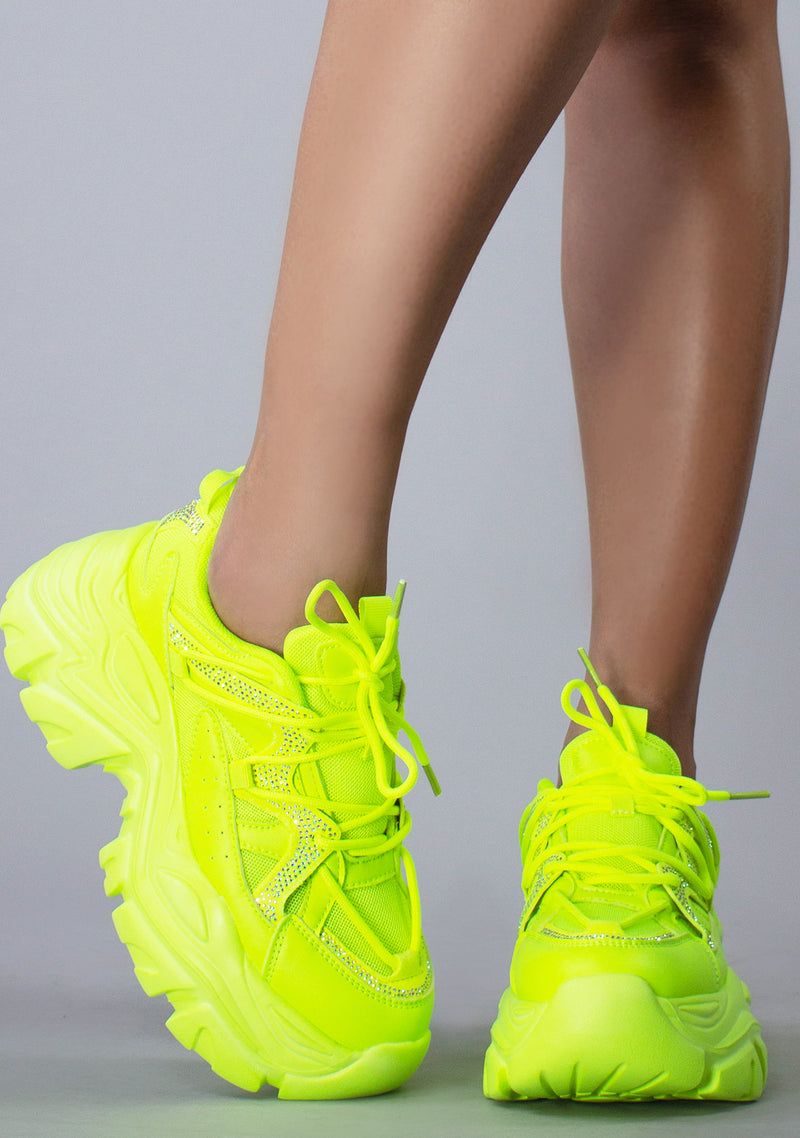 Platform Sneakers with Neon Soles