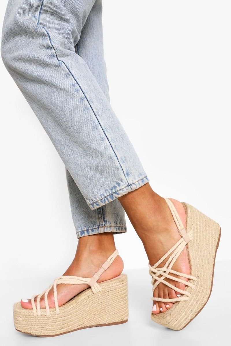 Square-Toe Espadrille Wedges