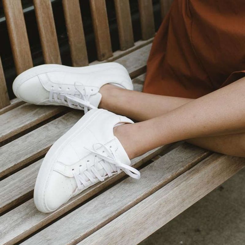 White Sneakers with Bare Ankles