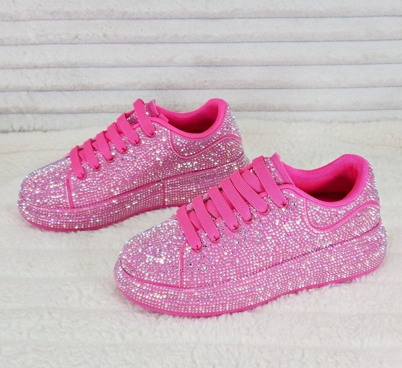 Neon Platform Sneakers with Glitter Soles