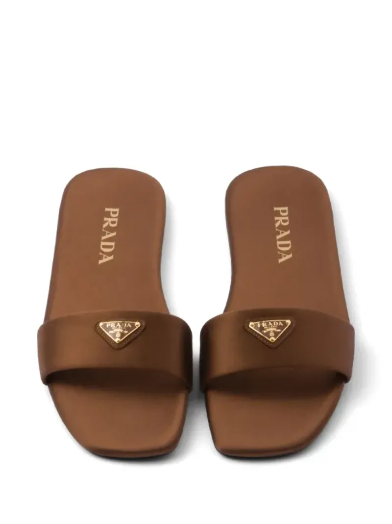 Prada Triangle Logo Slide Sandal