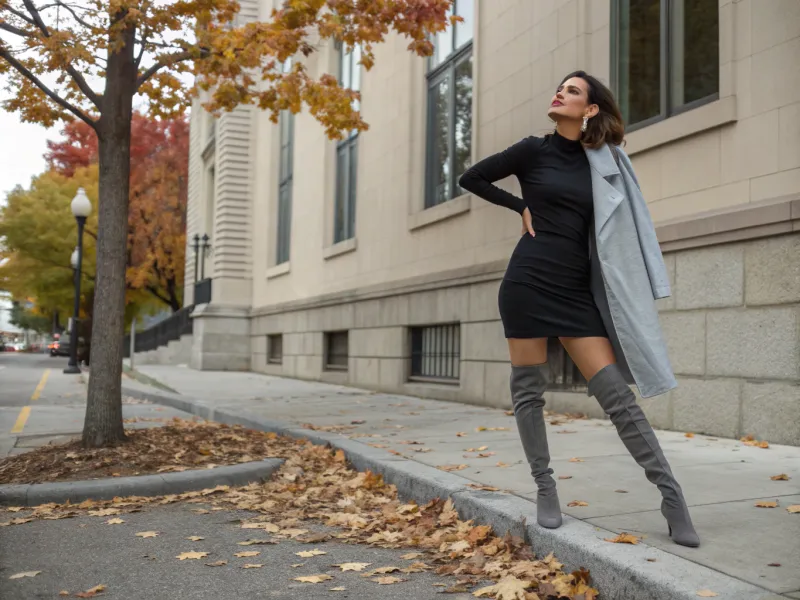 Mini Dress + Over-the-Knee Boots