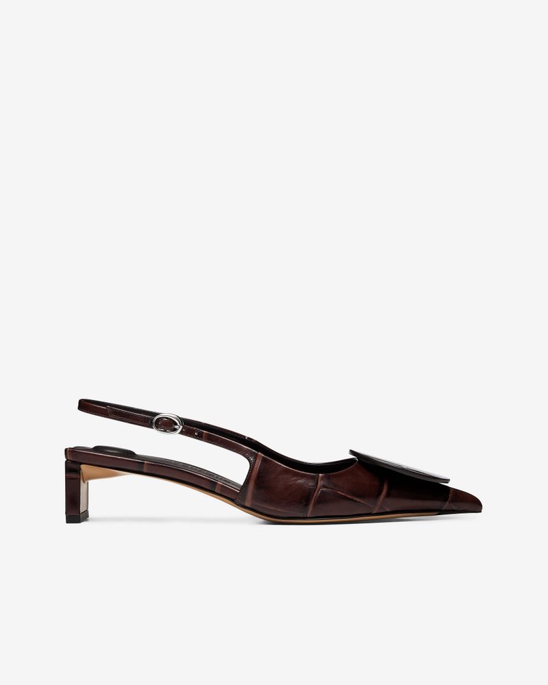 Jacquemus Croc-Embossed Leather Slingback Pumps
