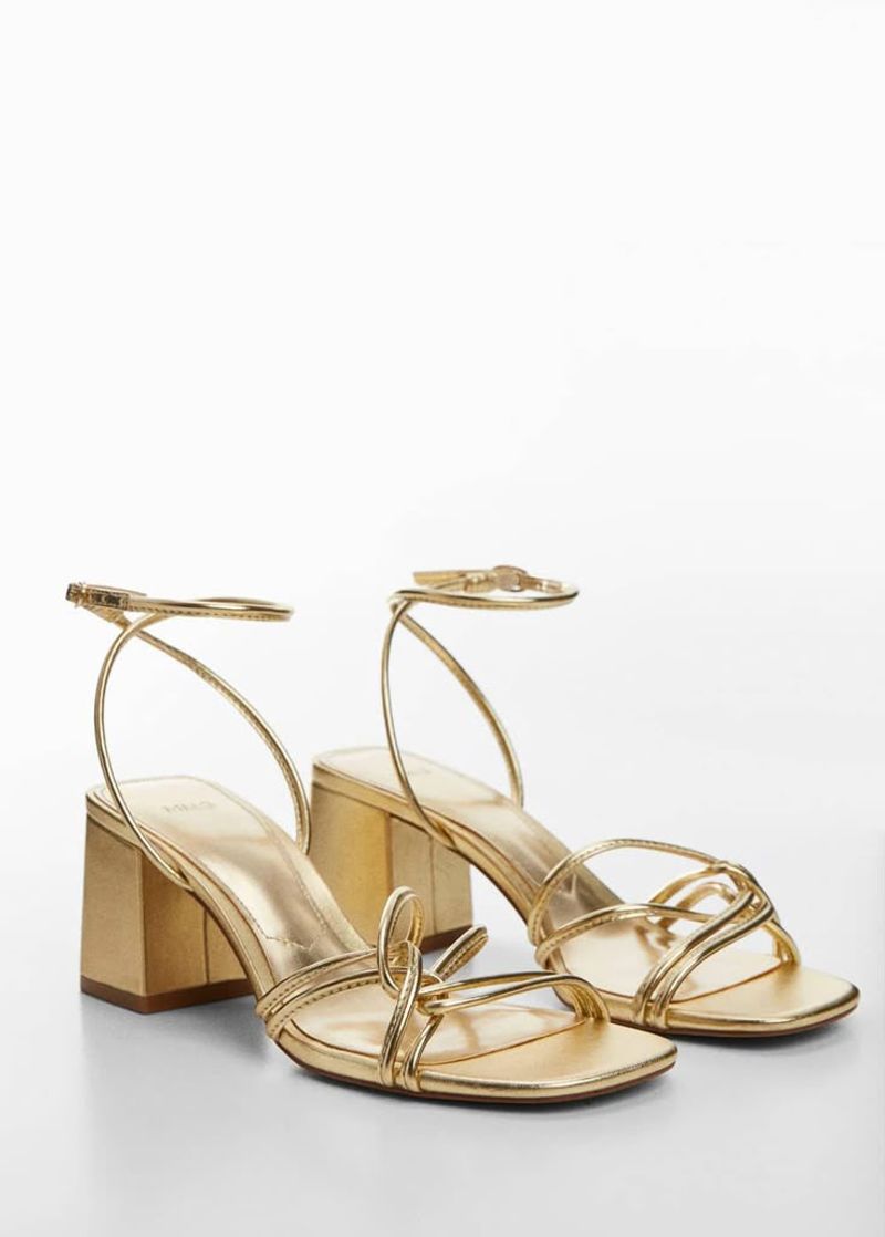 Mango Heeled Sandals with Metallic Detail