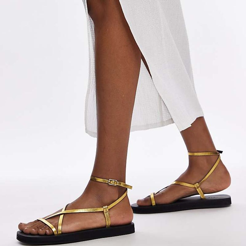 Strappy Flat Leather Sandals