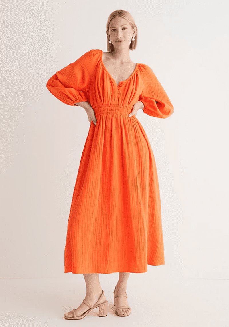 J.Crew Gauze V-Neck Midi Dress