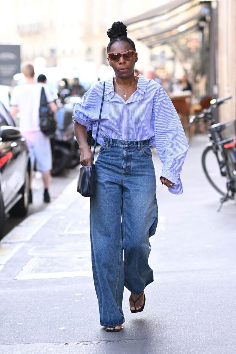 Square-Toe Mules + High-Waisted Barrel Jeans