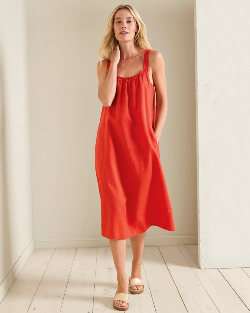 Eileen Fisher Organic Linen Midi Dress