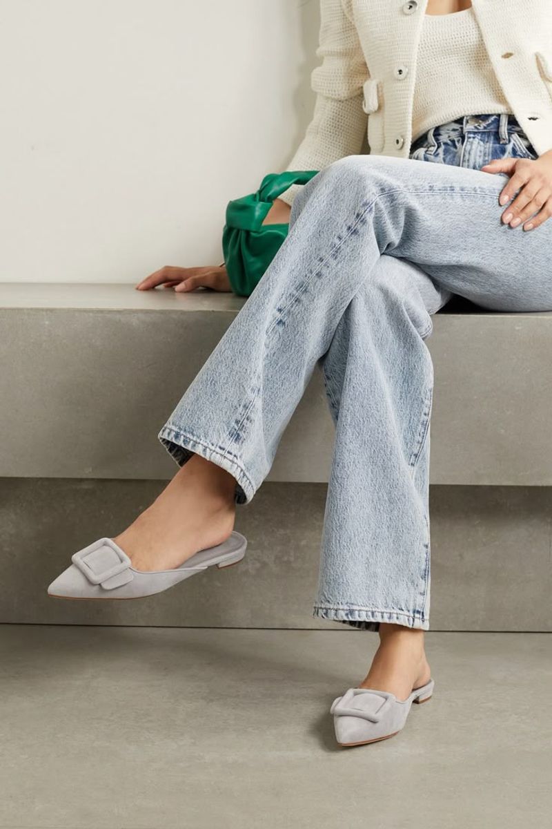 Manolo Blahnik Maysale Suede Flats