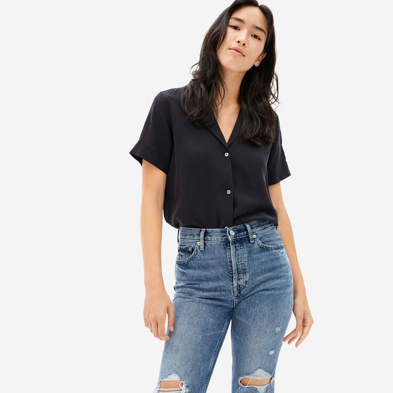 Everlane The Clean Silk Short-Sleeve Notch Shirt