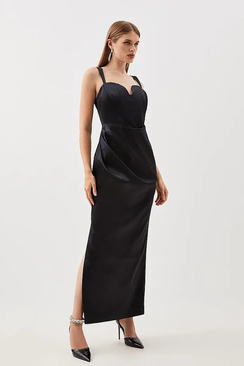 Karen Millen Sculpted Satin Midi Dress