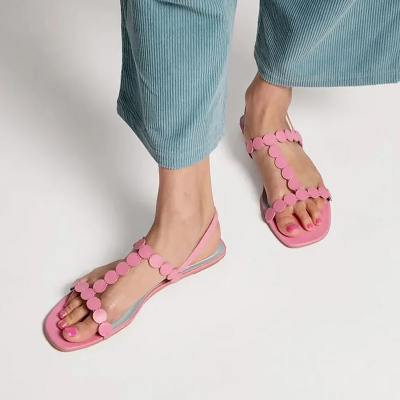 Square-Toe Flat Sandals