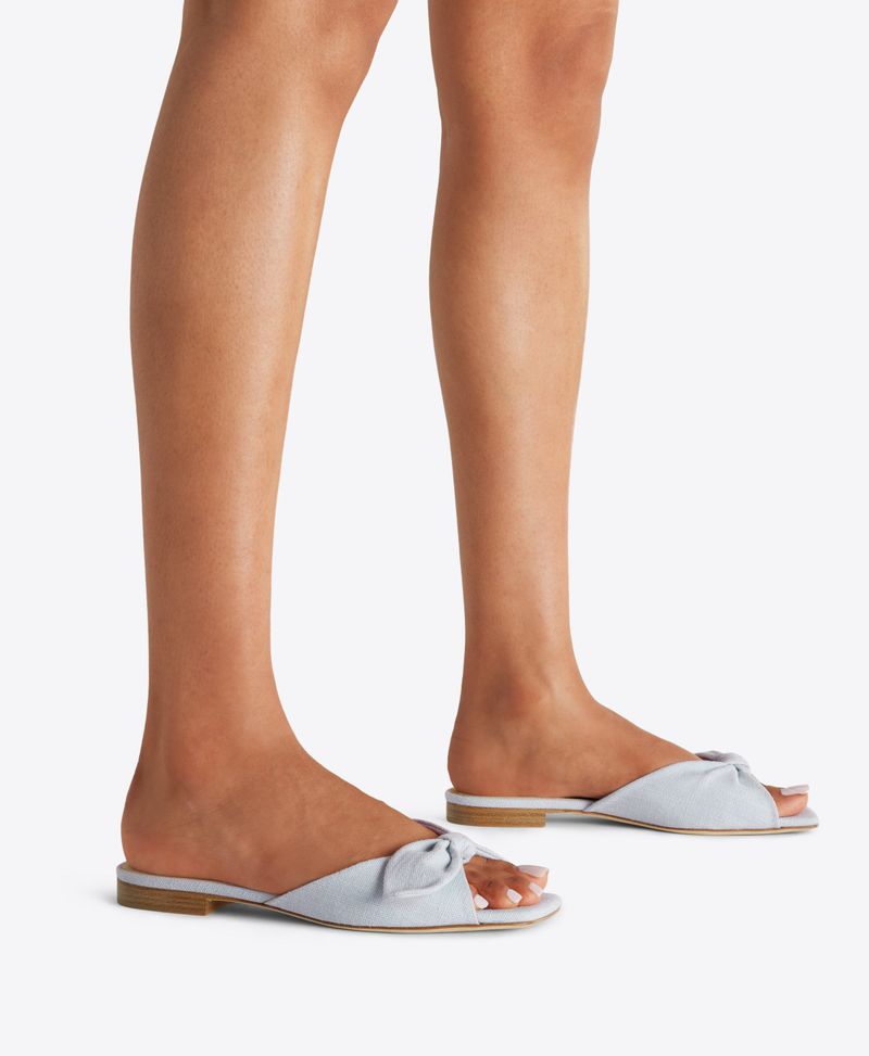 Linen Bow Flat Sandal