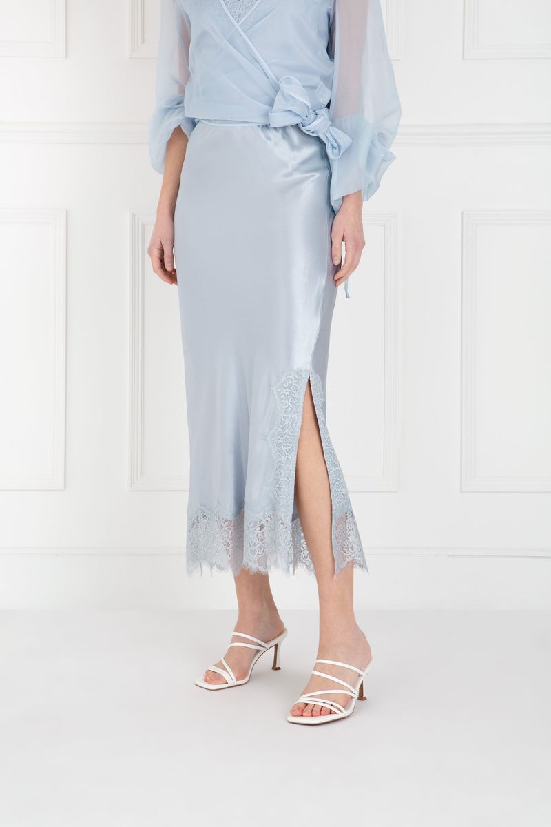 Sinead Keary The Orla Satin Lace Midi Skirt