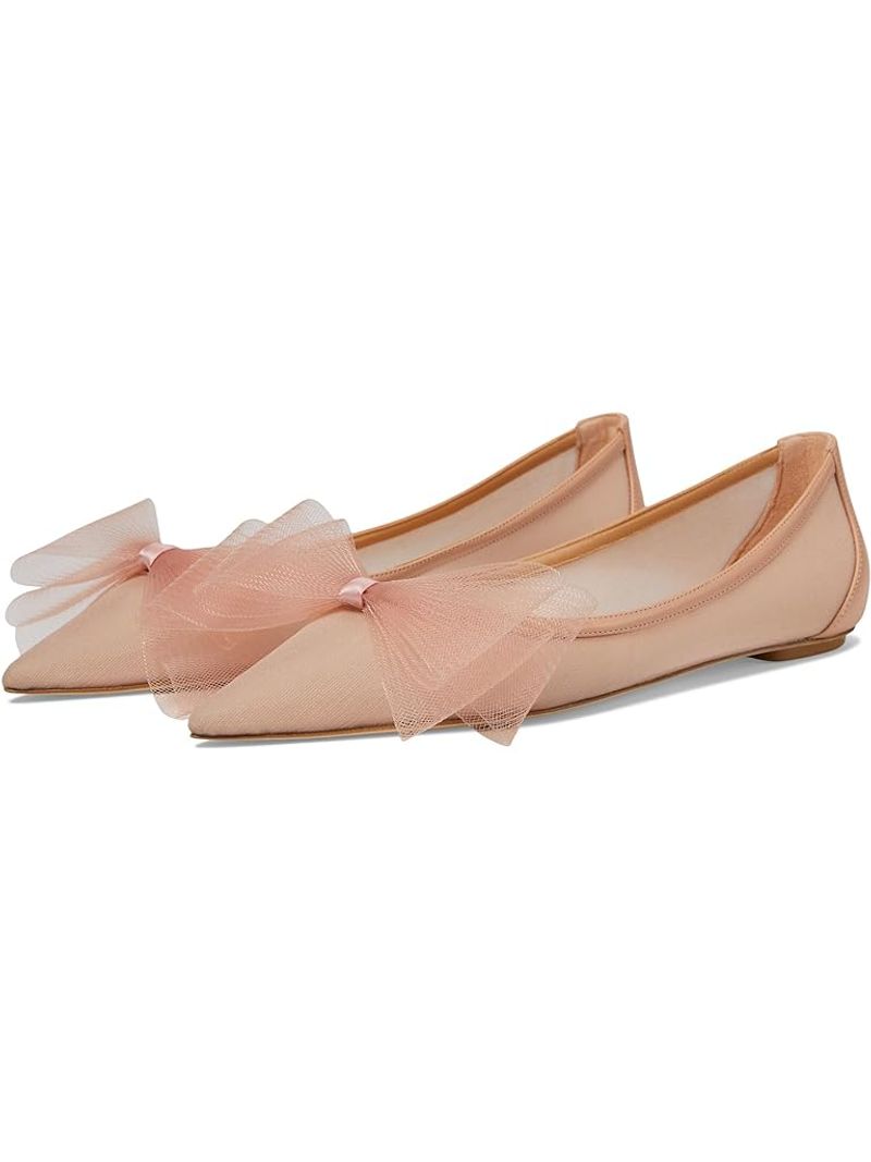 Stuart Weitzman Blushing Bow Pointed-Toe Flats