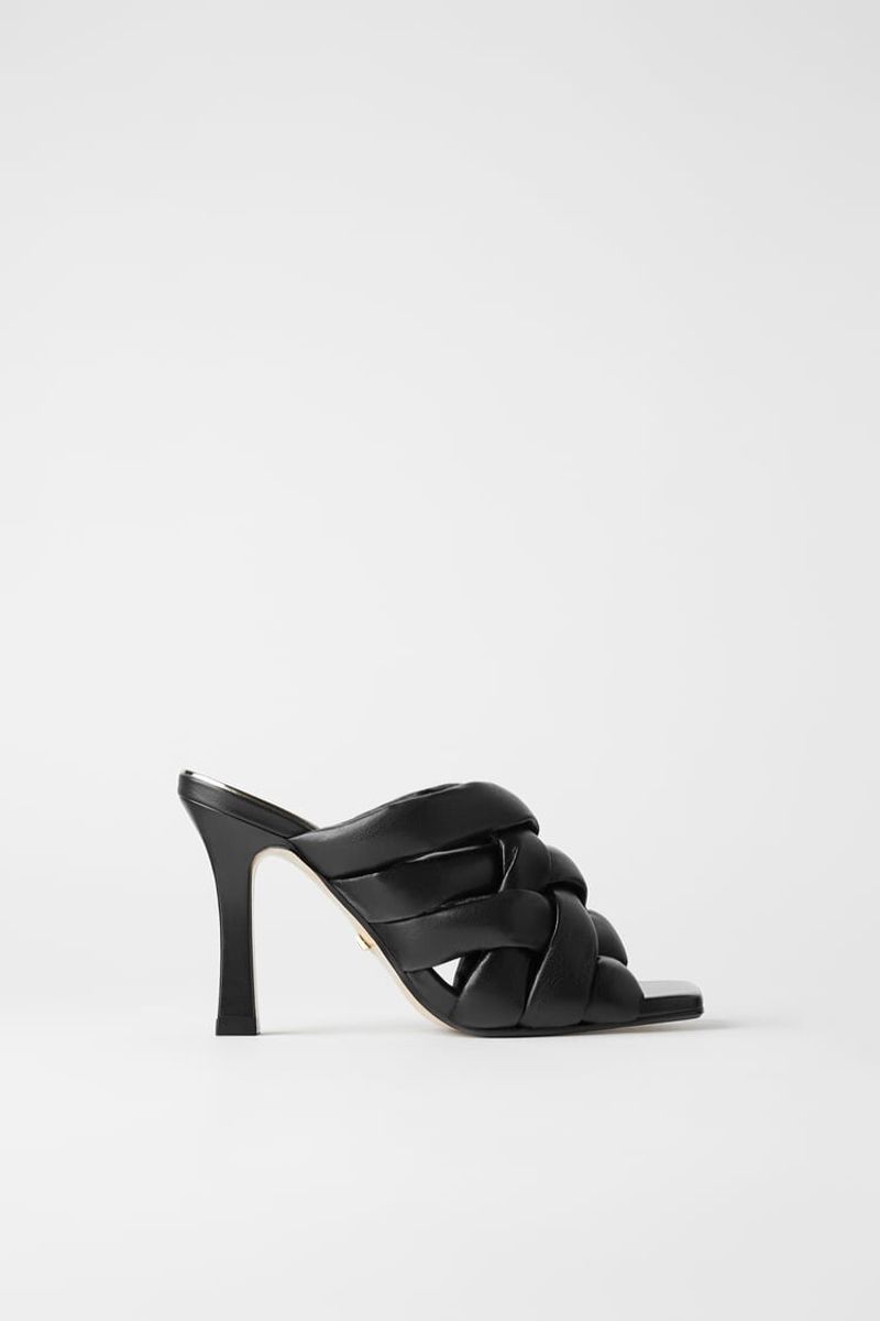 Zara Leather Woven Mules