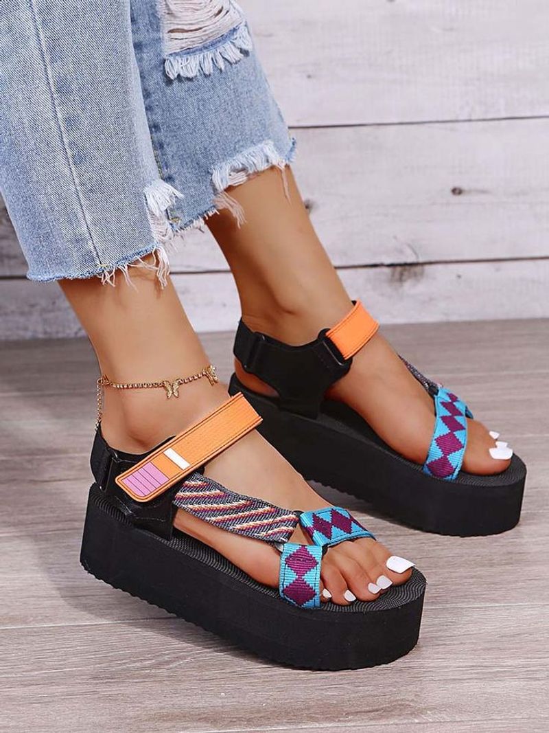 Multi-Color Athletic Sandals with Velcro