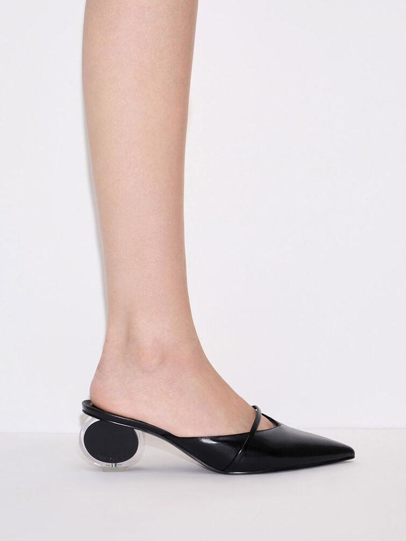 Almond-Toe Mules with Sculpted Heel