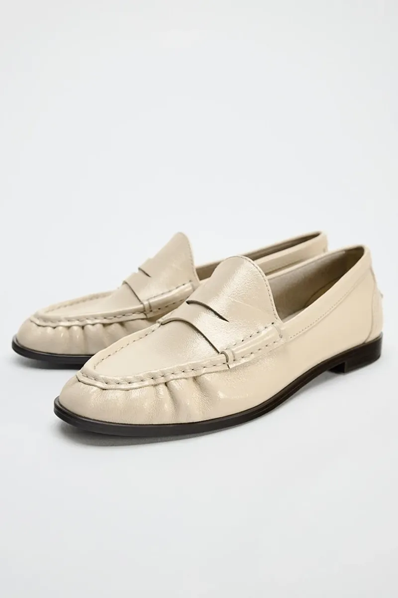 ZARA Ruched Leather Loafers