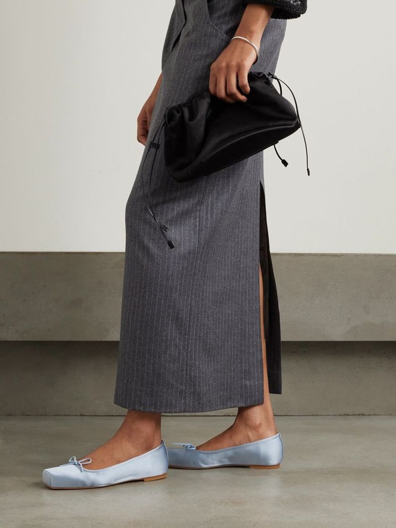 Aeyde - Gabriella Satin Ballet Flats - Blue