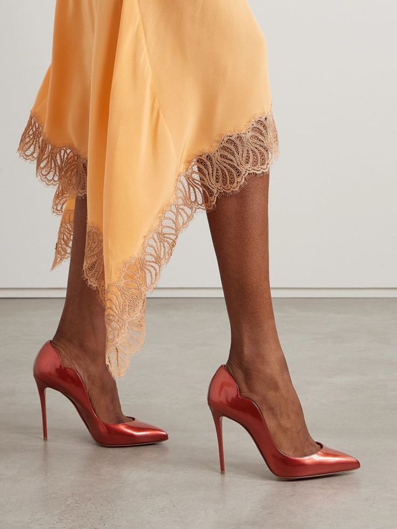 Christian Louboutin Hot Chick 100 Patent Red Sole Pumps