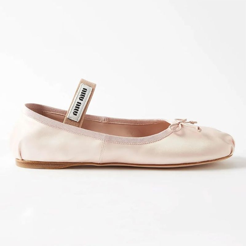 Miu Miu Satin Ballet Flats with Crystals